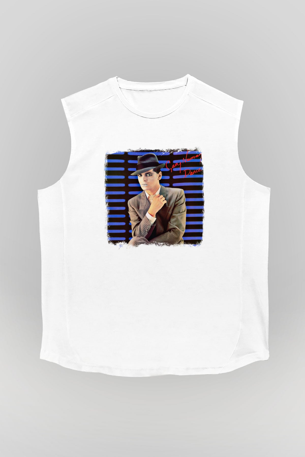 Gary Numan Baskılı Unisex Beyaz Kolsuz Tişört
