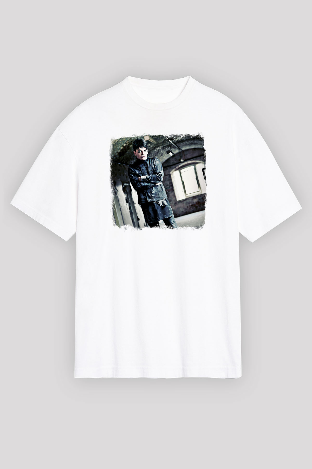 Gary Numan Baskılı Unisex Beyaz Oversize Tişört
