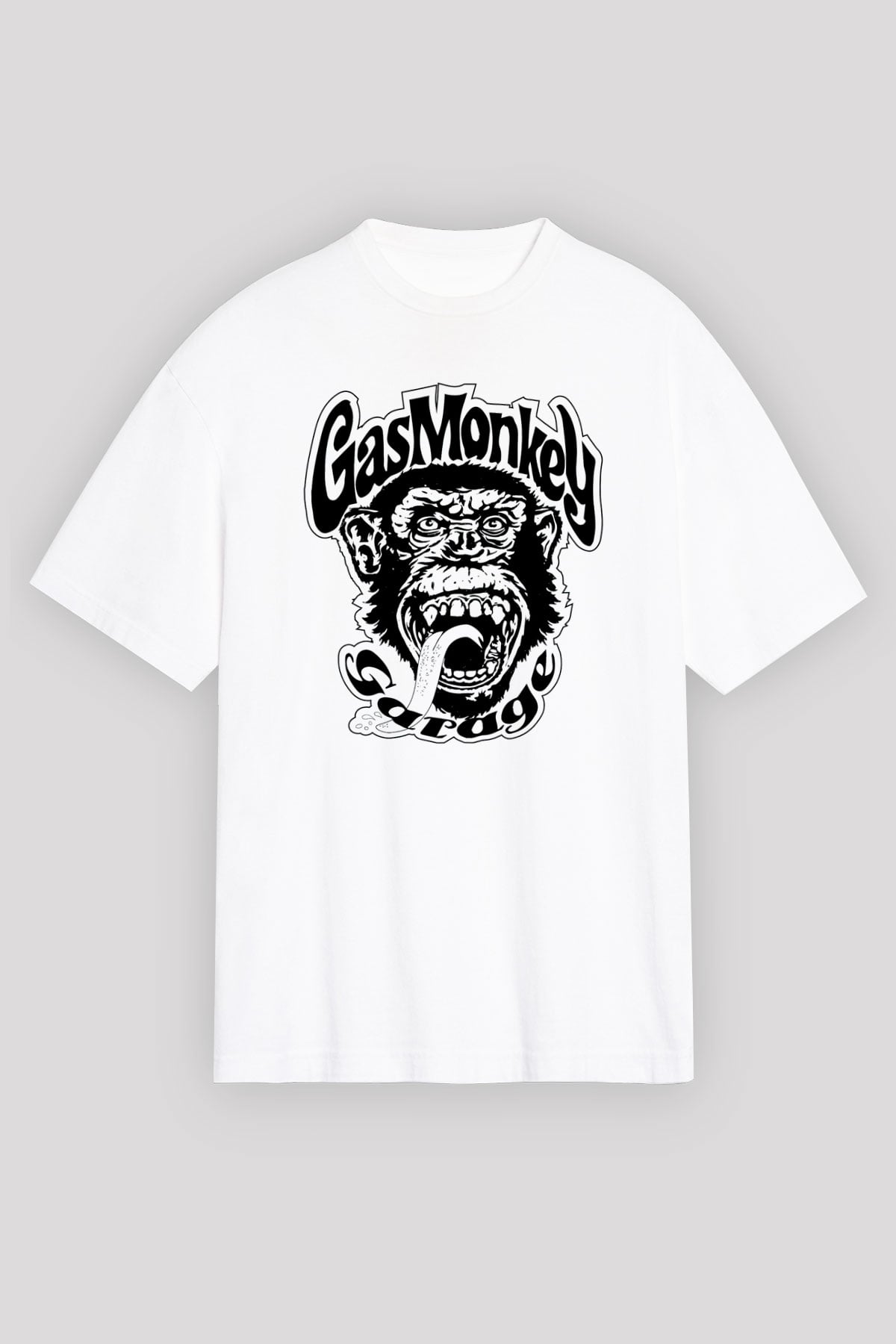 Gas Monkey Garage Beyaz Unisex Oversize Tişört T-Shirt
