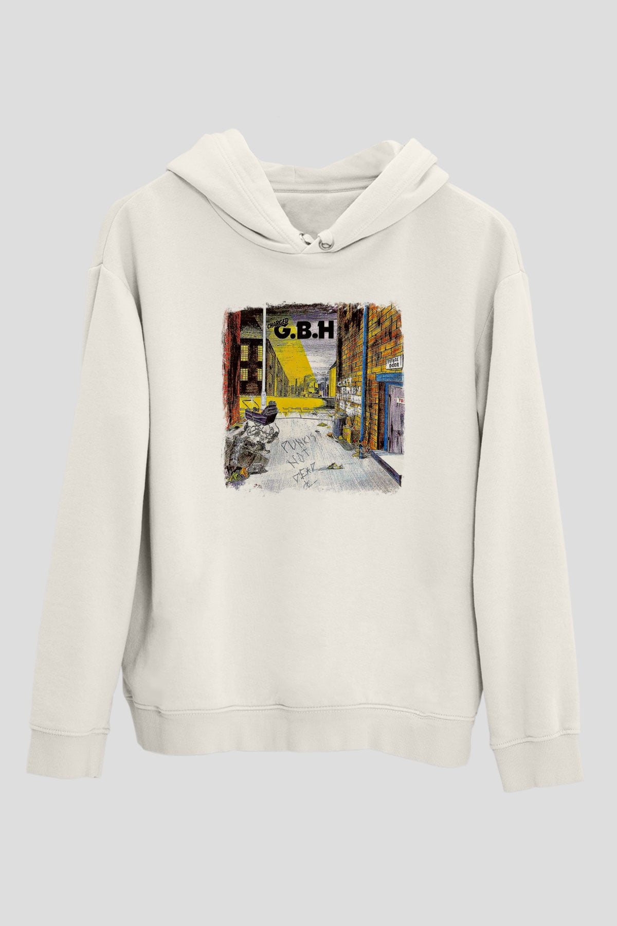 GBH Baskılı Unisex Beyaz Hoodie
