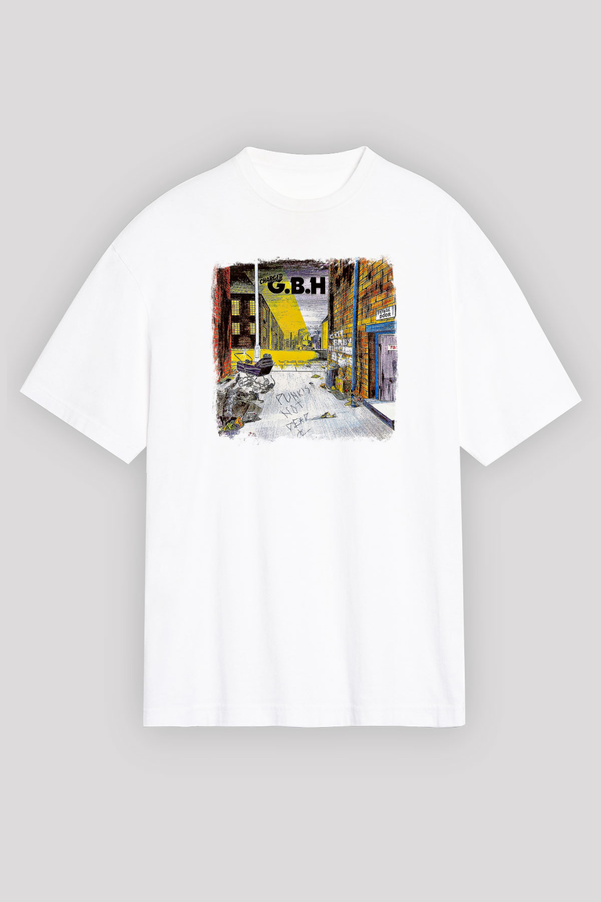 GBH Baskılı Unisex Beyaz Oversize Tişört