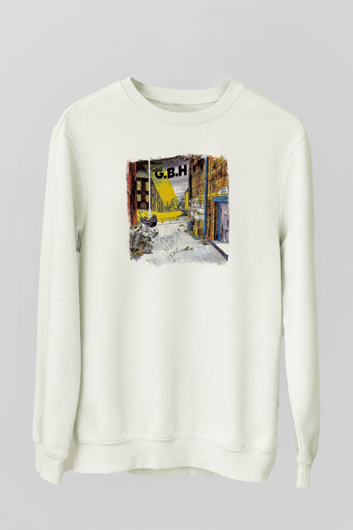 GBH Baskılı Unisex Beyaz Sweatshirt