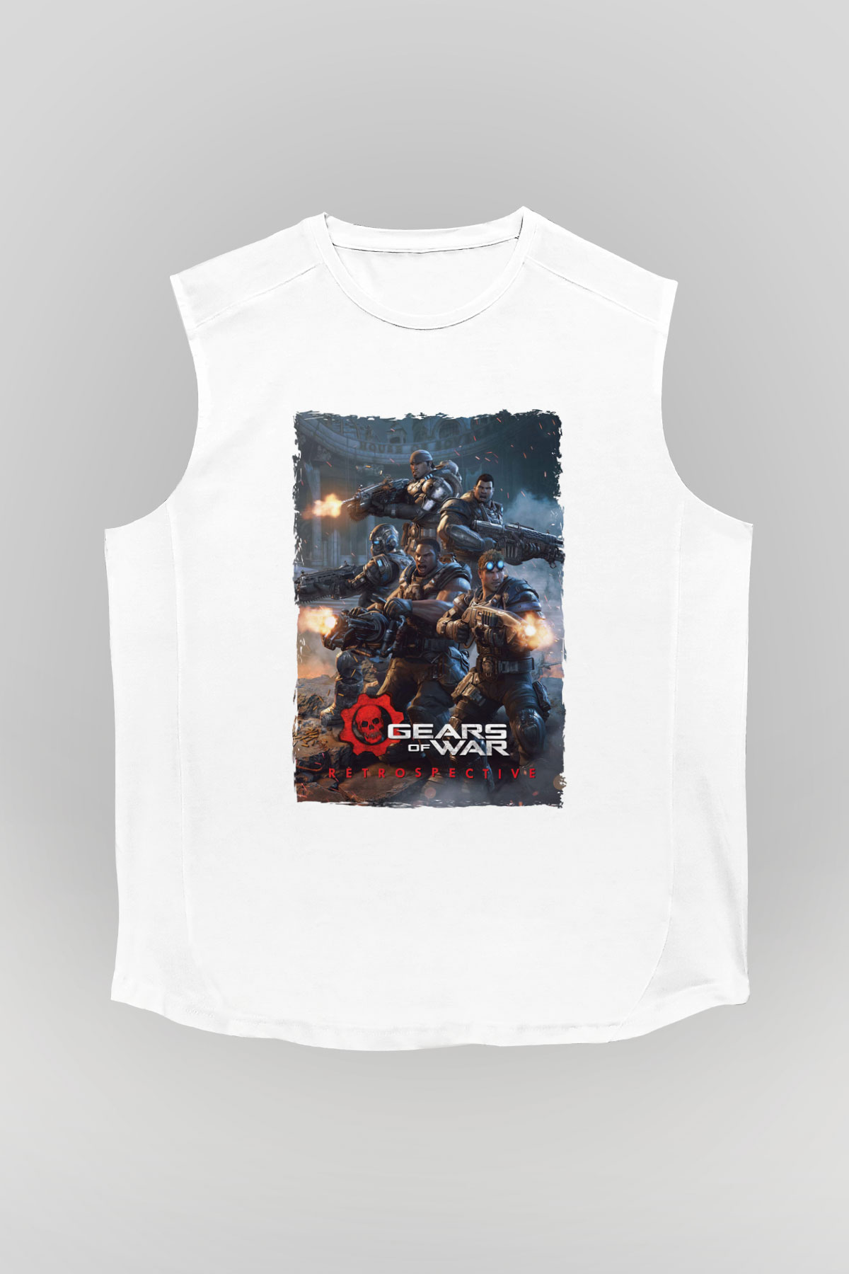 Gears of War Beyaz Unisex Kolsuz Tişört