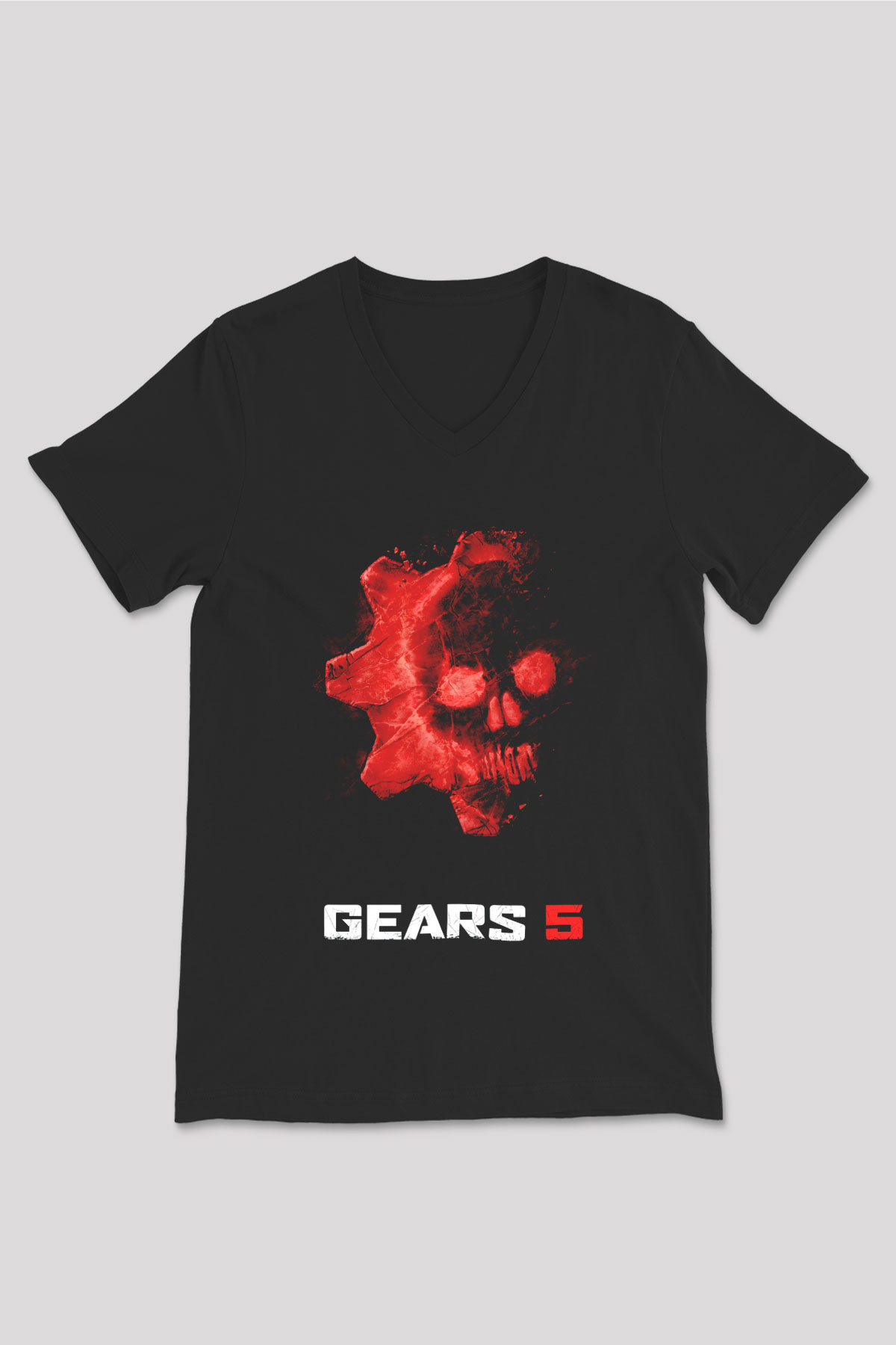 Gears of War Siyah Unisex V Yaka Tişört