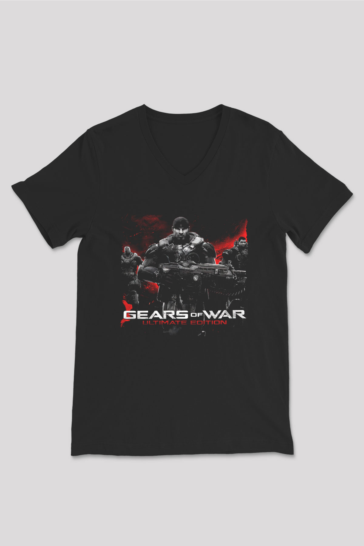 Gears of War Siyah Unisex V Yaka Tişört