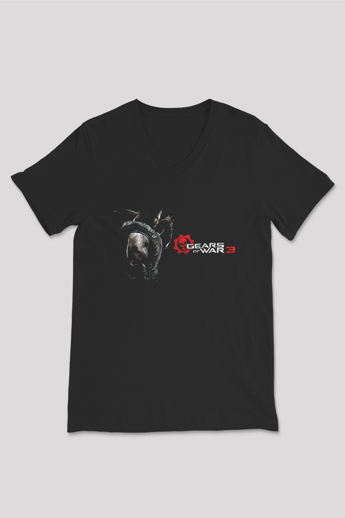 Gears of War Siyah Unisex V Yaka Tişört