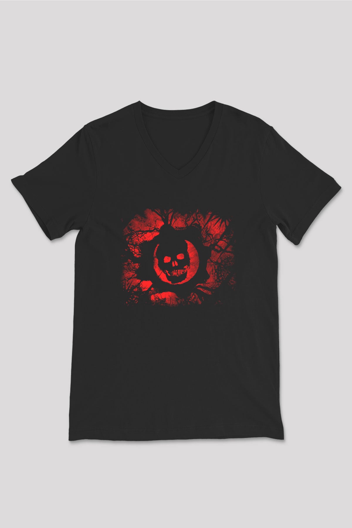 Gears of War Siyah Unisex V Yaka Tişört T-Shirt