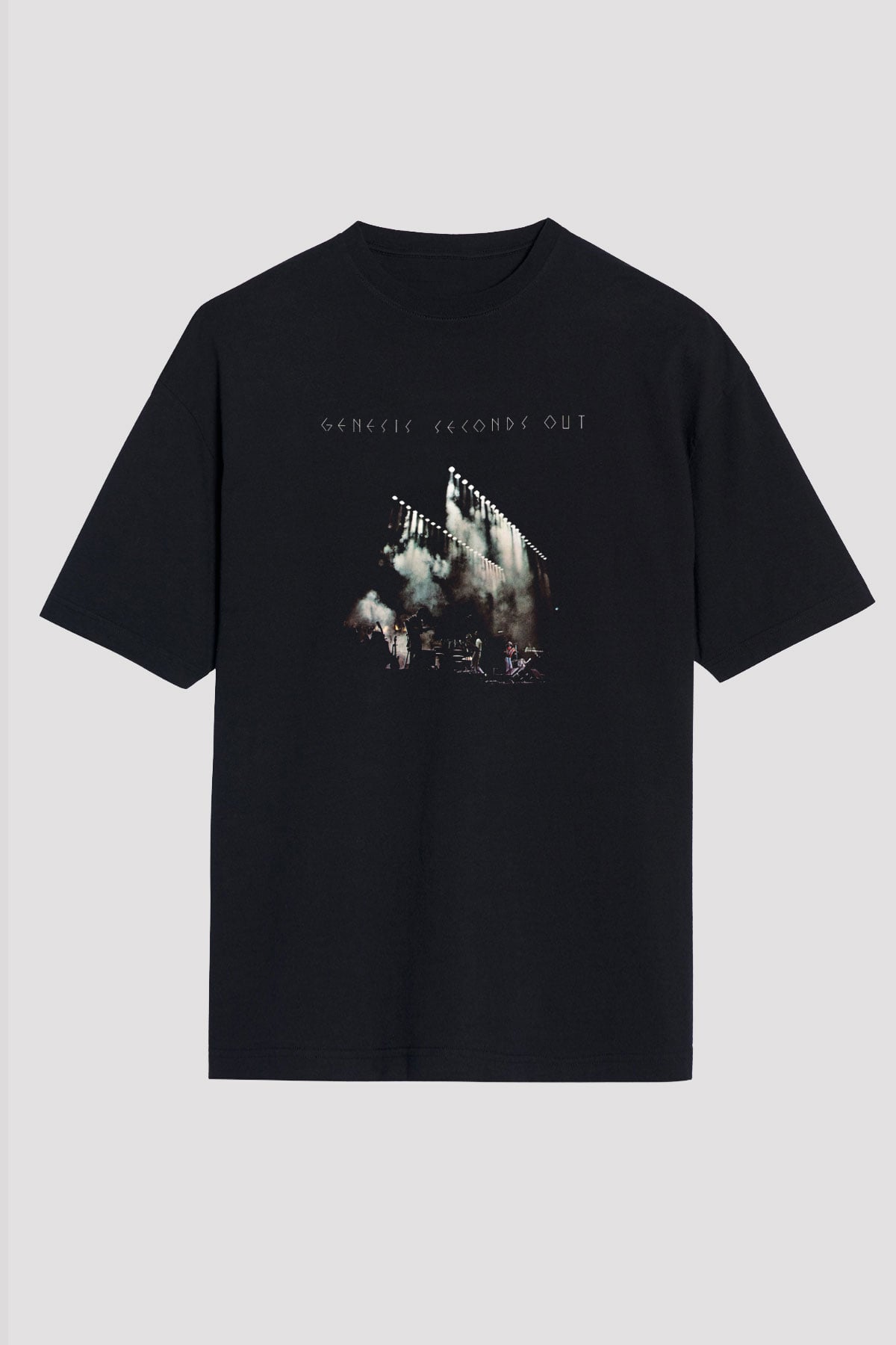 Genesis Baskılı Unisex Siyah Oversize Tişört