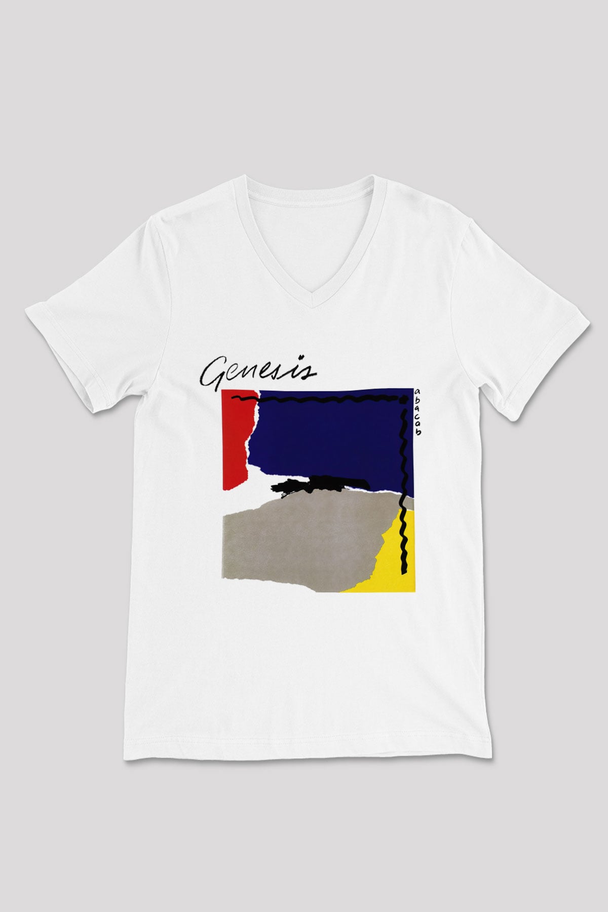 Genesis Beyaz Unisex V Yaka Tişört T-Shirt