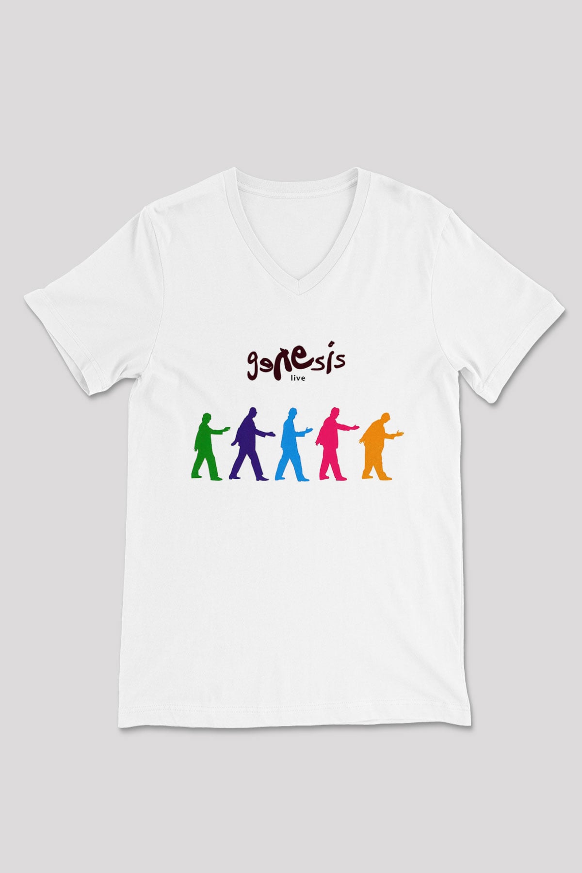Genesis Beyaz Unisex V Yaka Tişört T-Shirt