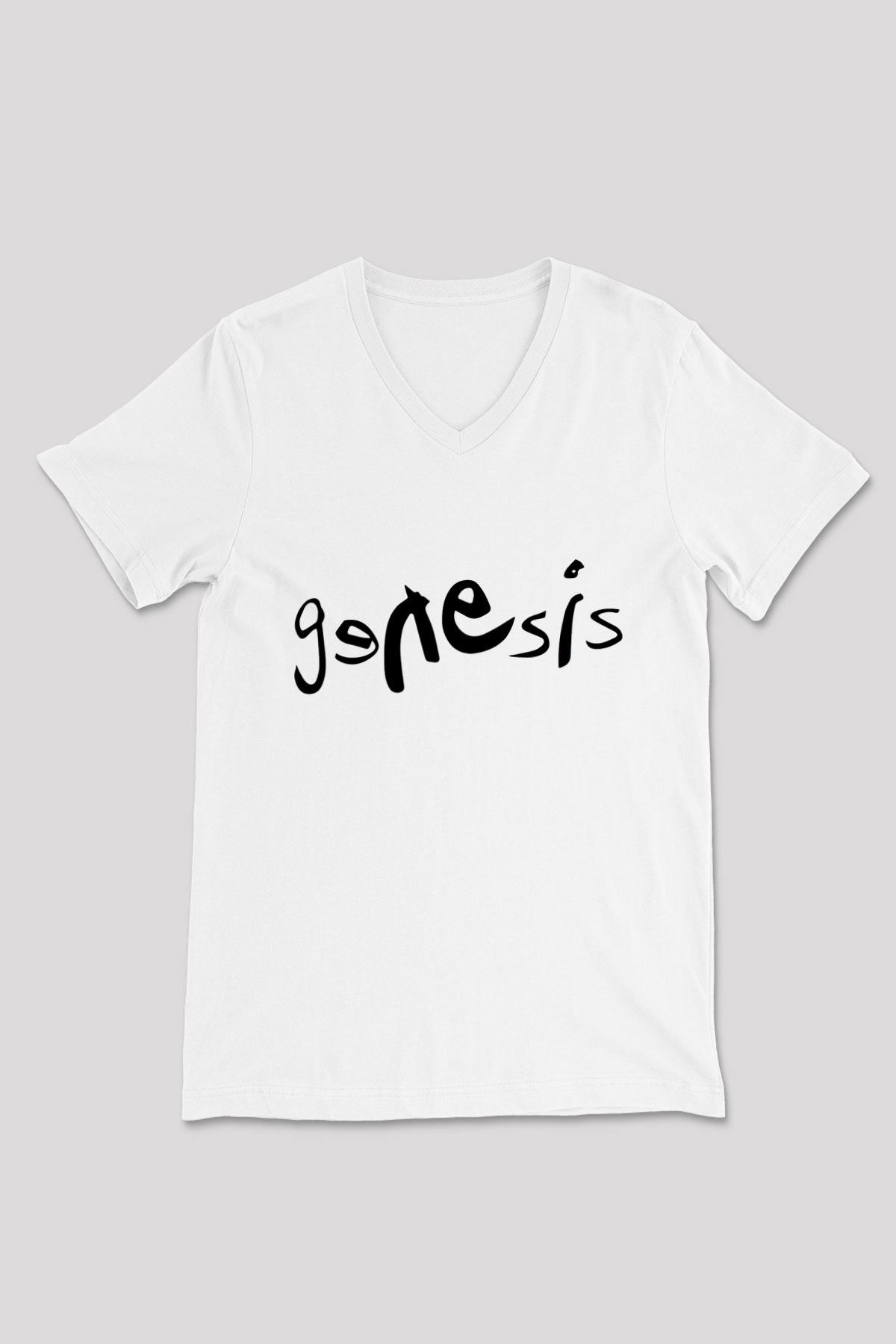 Genesis Beyaz Unisex V Yaka Tişört T-Shirt