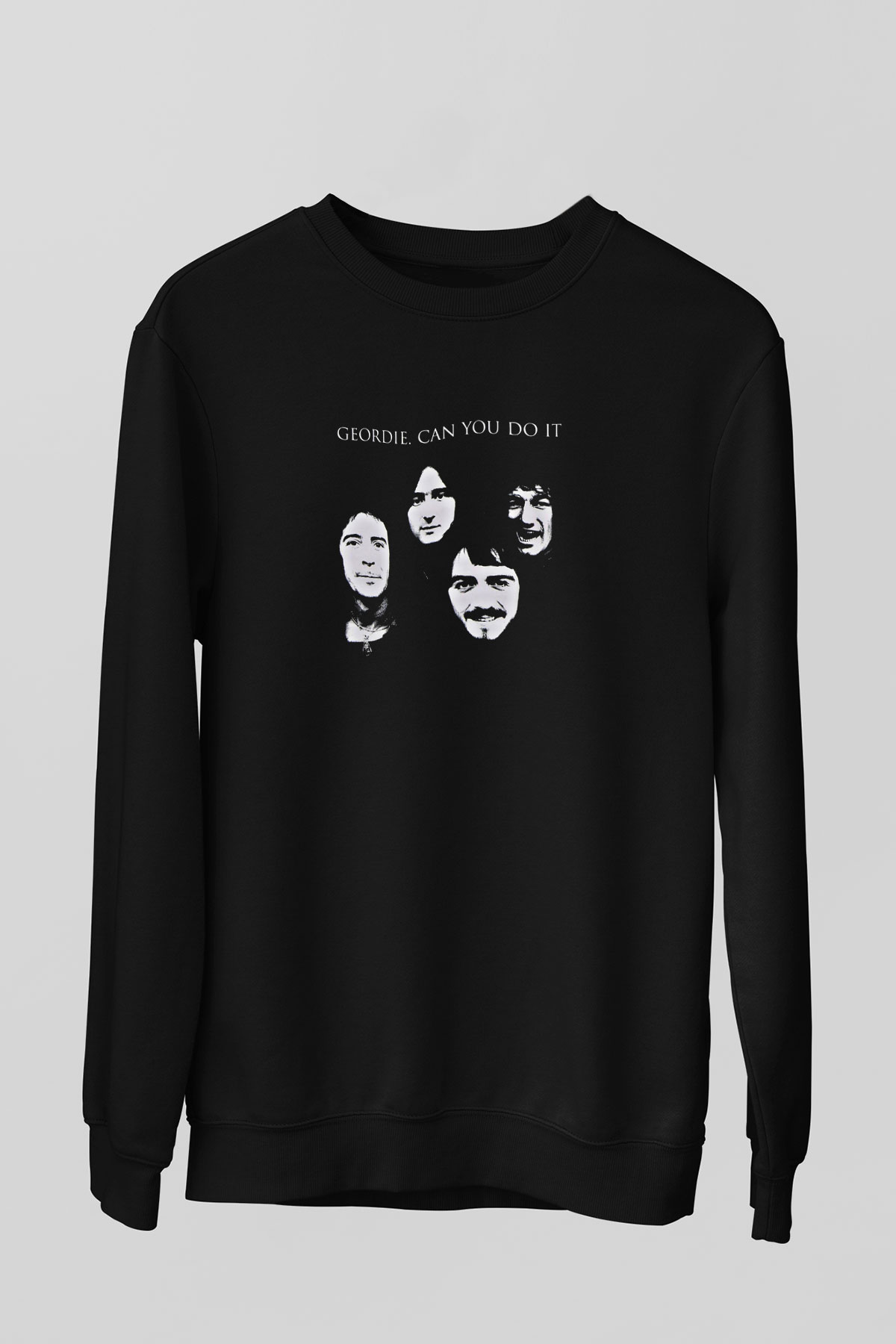 Geordie Baskılı Unisex Siyah Sweatshirt