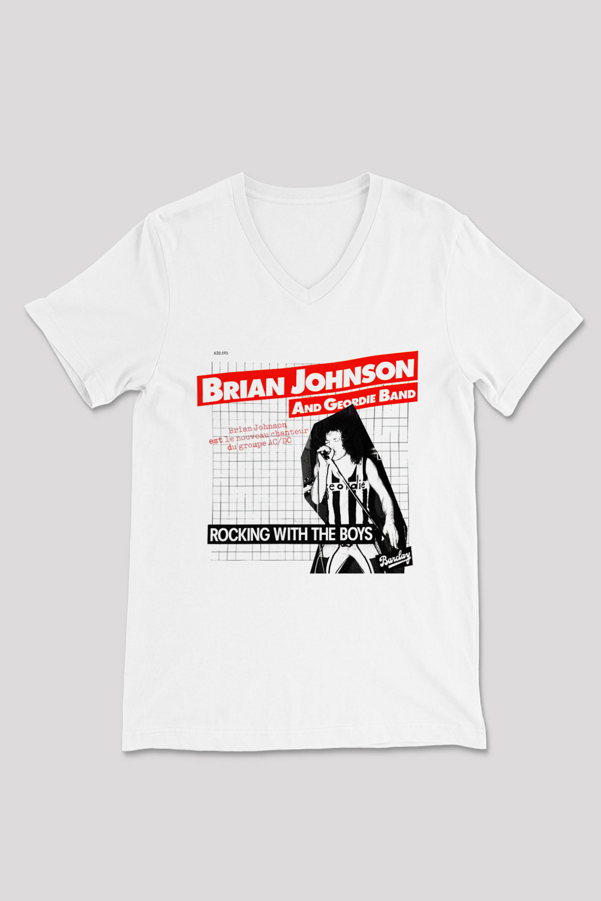 Geordie Beyaz Unisex V Yaka Tişört T-Shirt