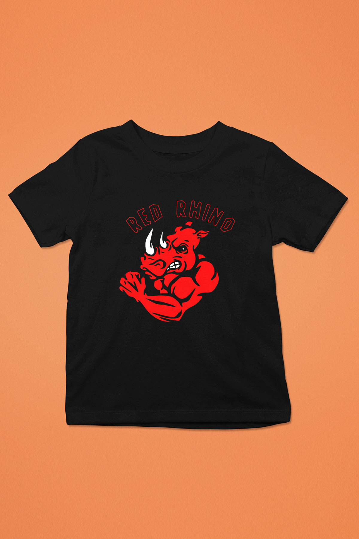 Gergedan Baskılı Siyah Unisex Çocuk Tişört