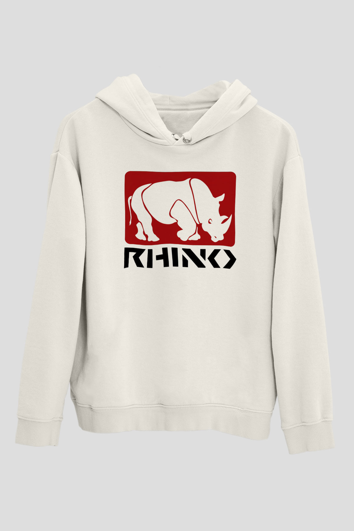 Gergedan Beyaz Unisex Kapşonlu Sweatshirt