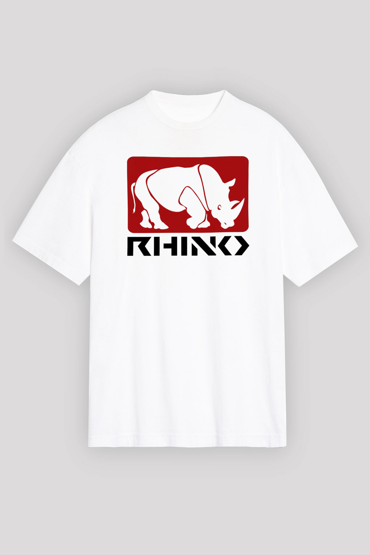 Gergedan Beyaz Unisex Oversize Tişört T-Shirt