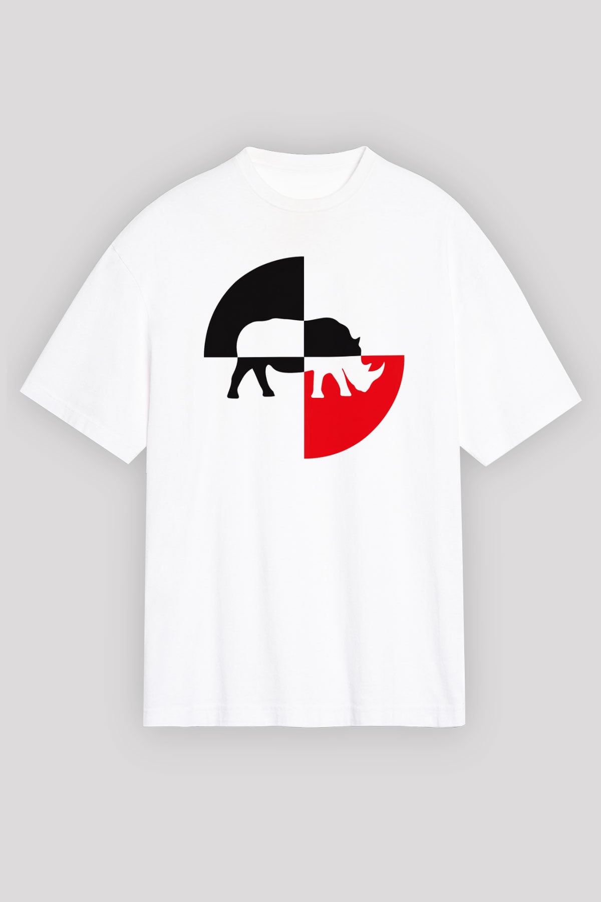 Gergedan Beyaz Unisex Oversize Tişört T-Shirt