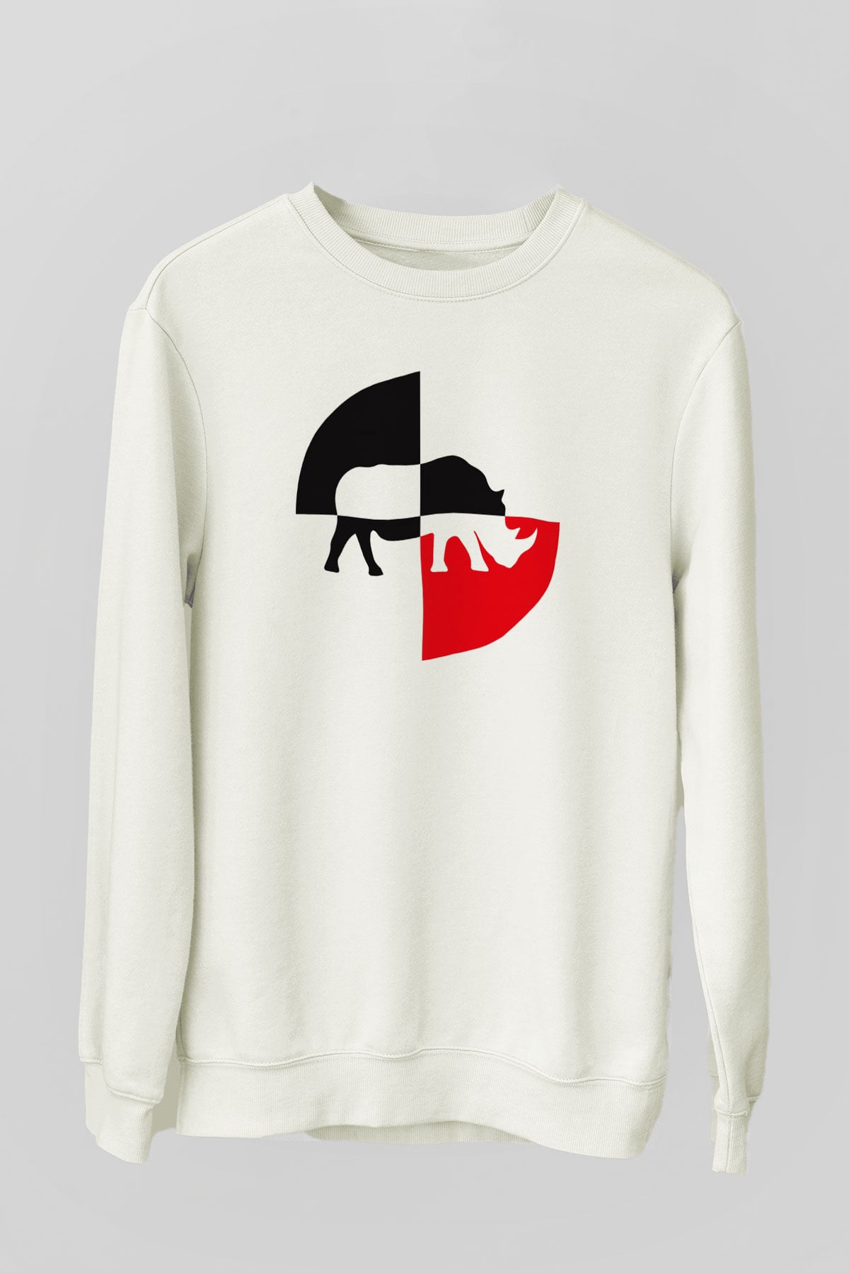 Gergedan Beyaz Unisex Sweatshirt