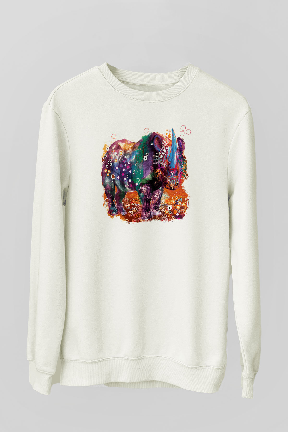 Gergedan Beyaz Unisex Sweatshirt