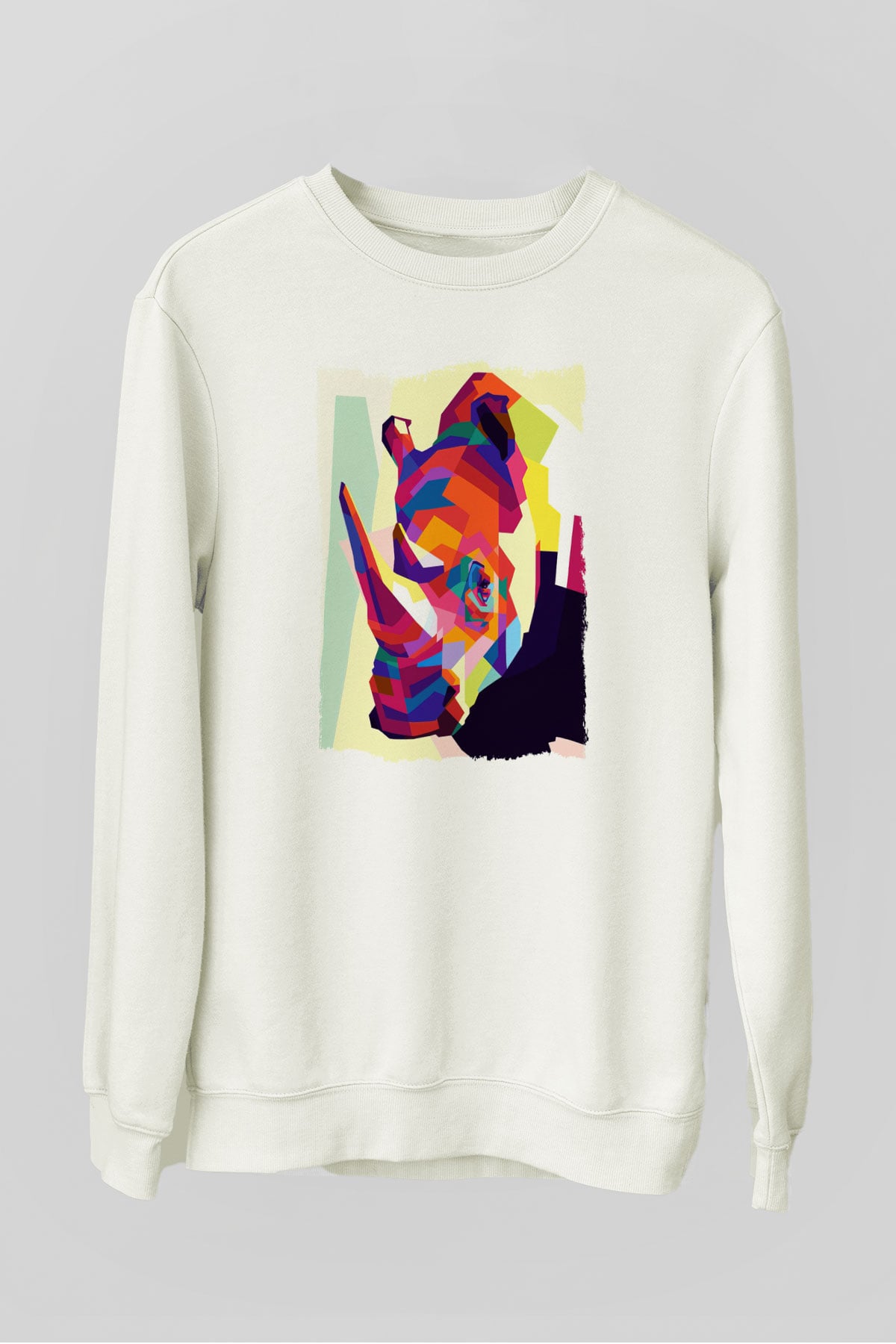 Gergedan Beyaz Unisex Sweatshirt