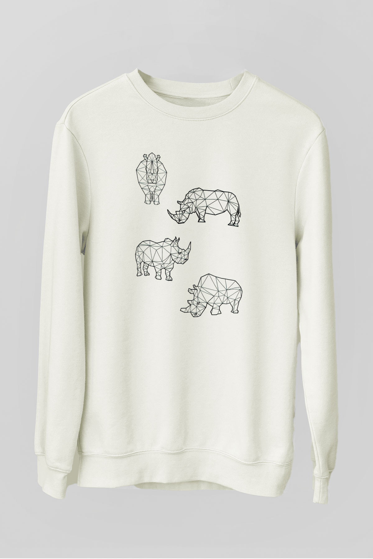 Gergedan Beyaz Unisex Sweatshirt