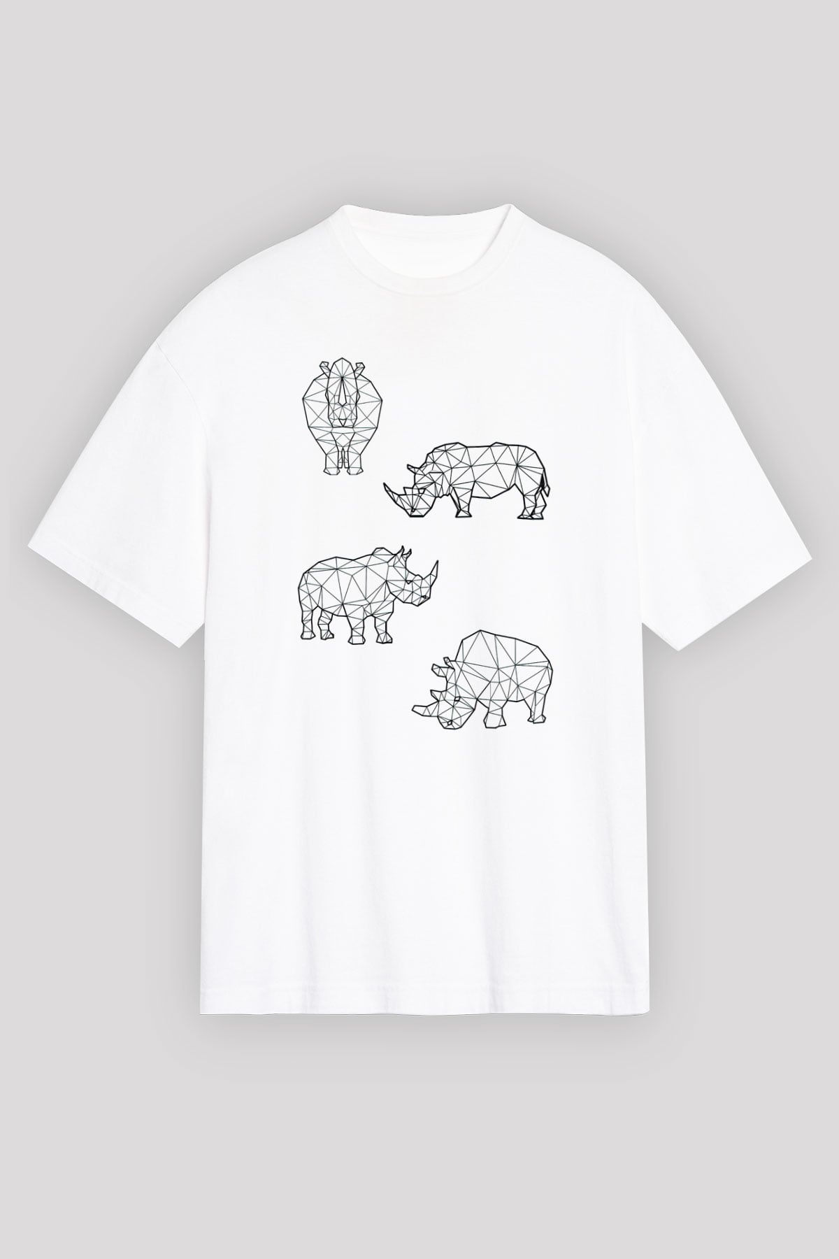 Gergedan Beyaz Unisex Tişört T-Shirt - TişörtFabrikası