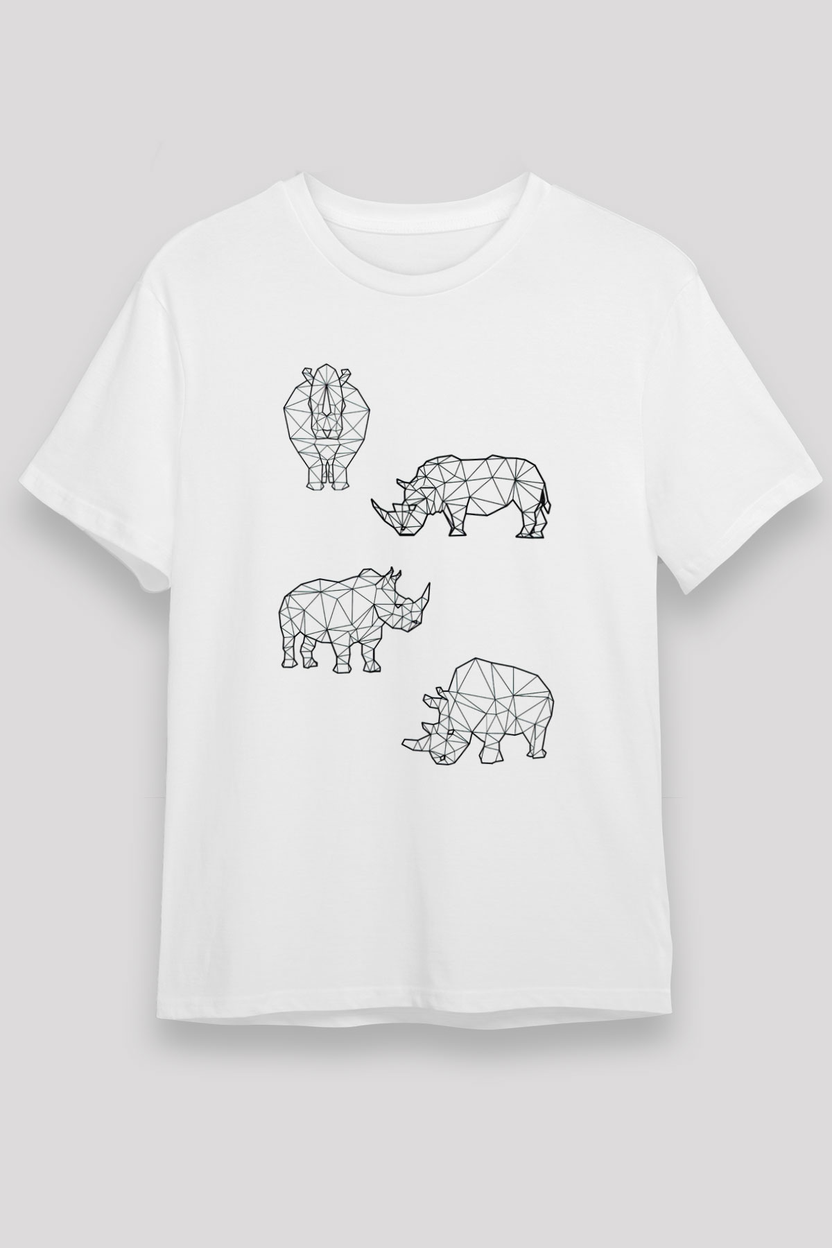 Gergedan Beyaz Unisex Tişört T-Shirt - TişörtFabrikası