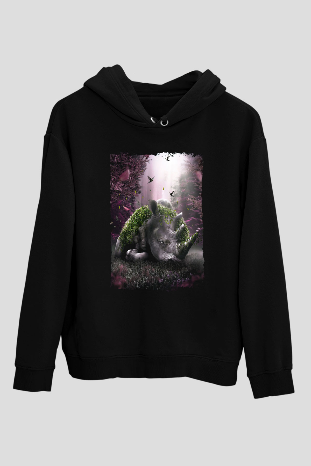 Gergedan Siyah Unisex Hoodie