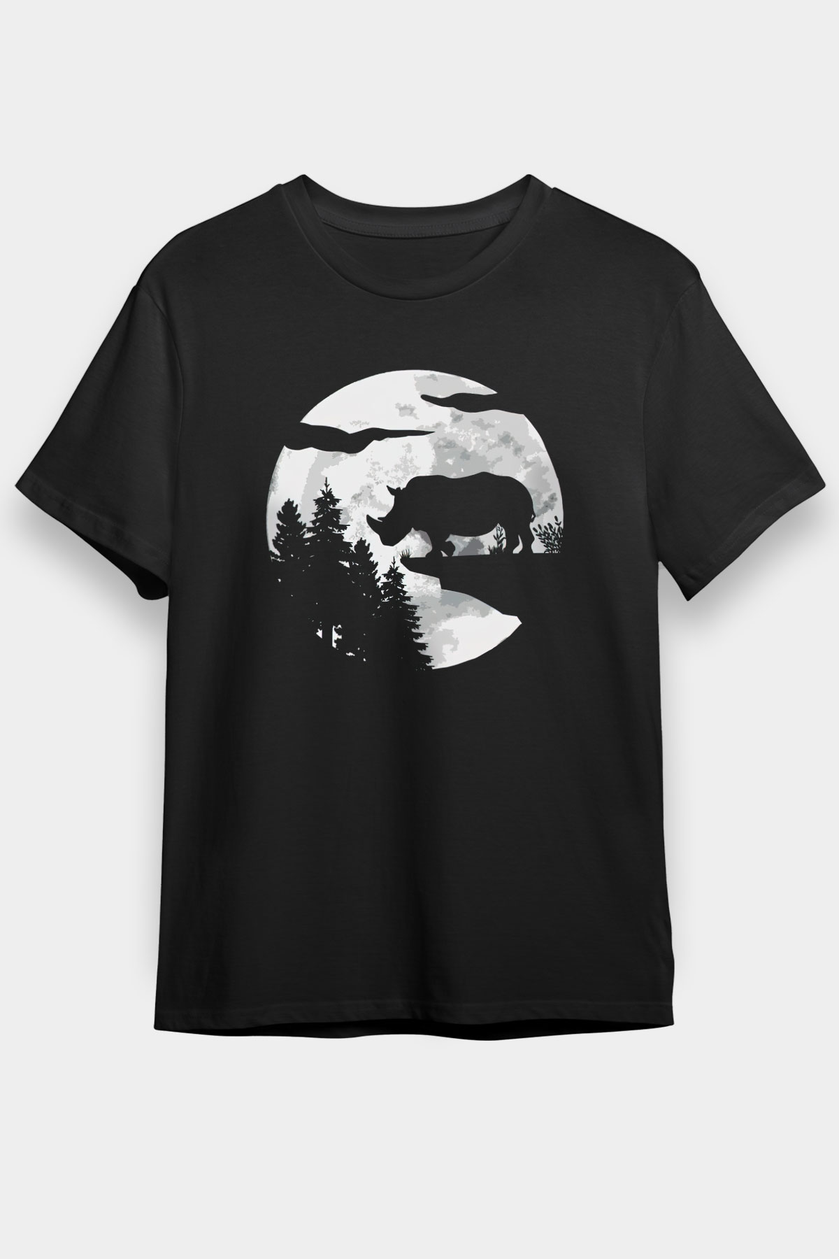 Gergedan Siyah Unisex Tişört T-Shirt - TişörtFabrikası