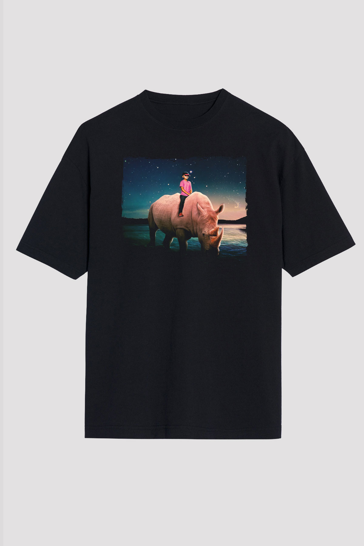 Gergedan Siyah Unisex Tişört T-Shirt - TişörtFabrikası