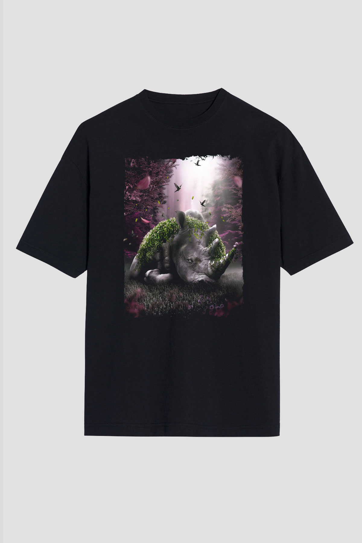 Gergedan Siyah Unisex Tişört T-Shirt - TişörtFabrikası