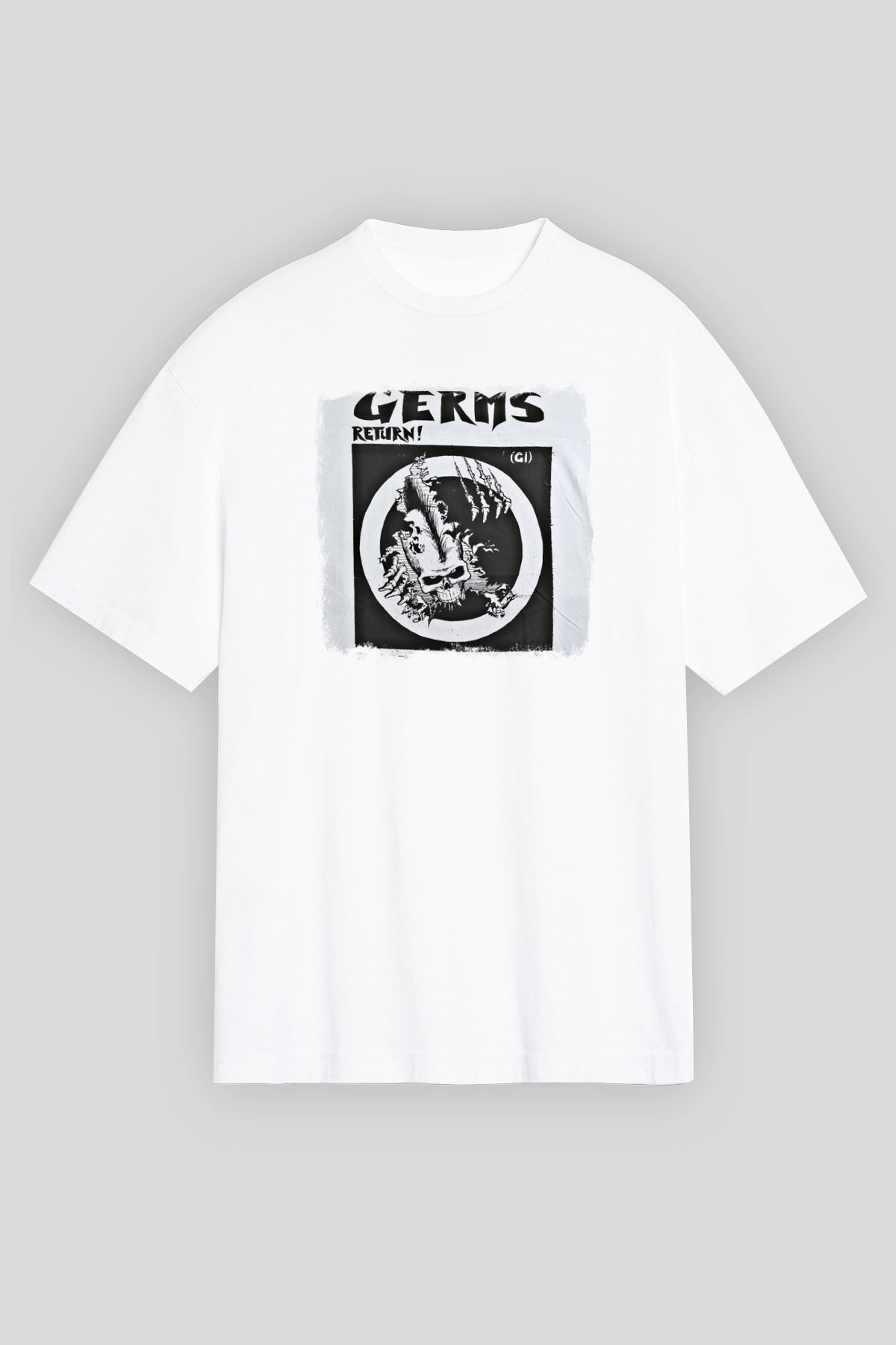 Germs Baskılı Unisex Beyaz Oversize Tişört