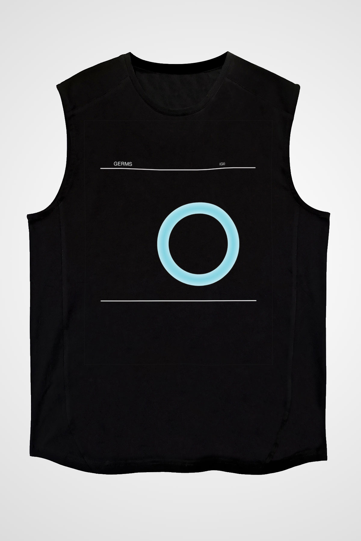 Germs Baskılı Unisex Siyah Kolsuz Tişört