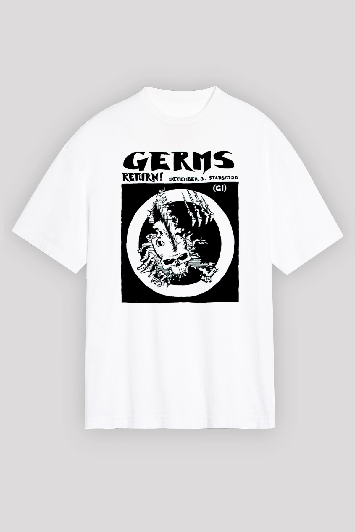 Germs Beyaz Unisex Oversize Tişört T-Shirt