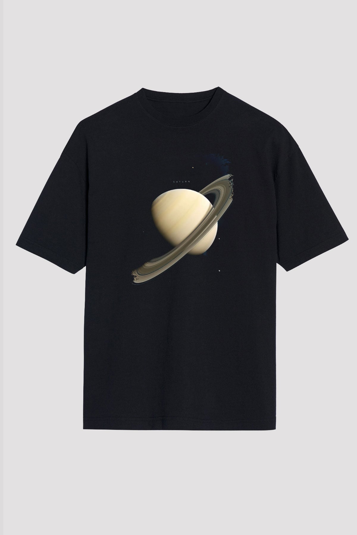 Gezegen Satürn Baskılı Unisex Oversize Tişört - Tshirt