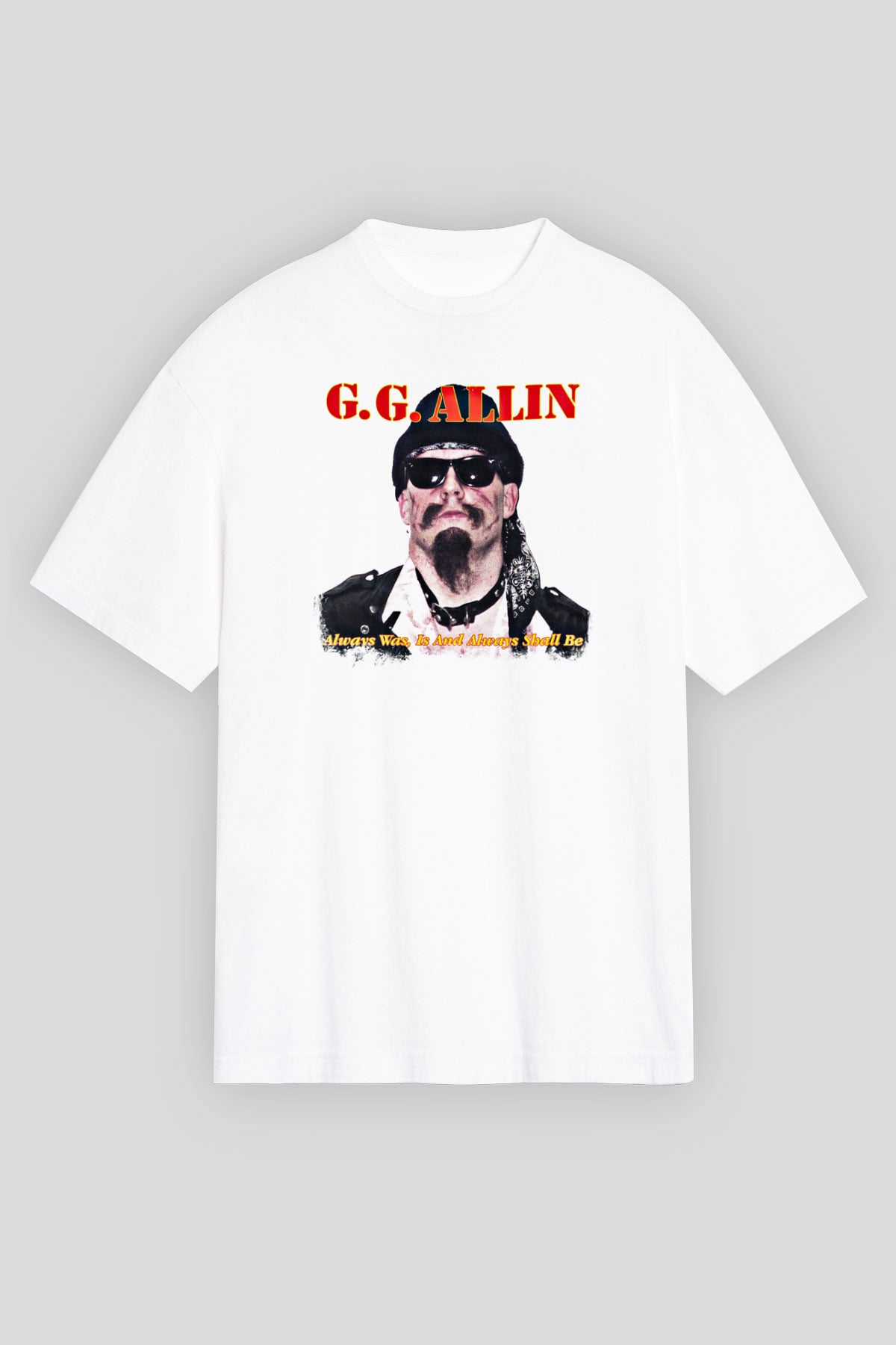 GG Allin Baskılı Unisex Beyaz Oversize Tişört