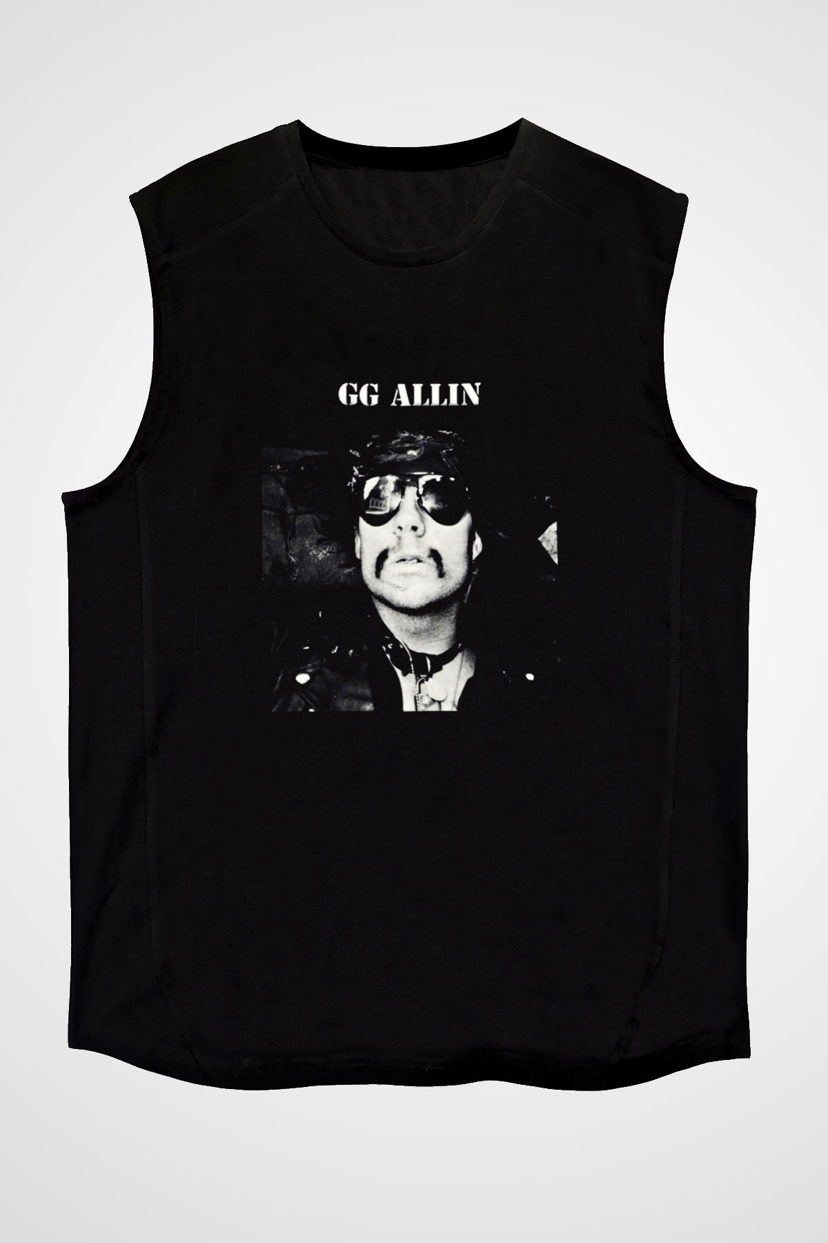 GG Allin Baskılı Unisex Siyah Kolsuz Tişört