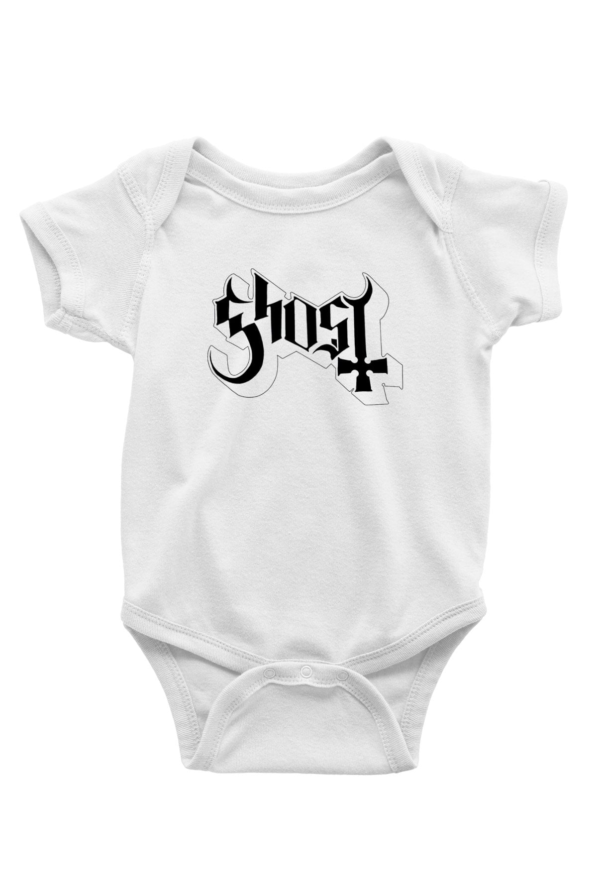 Ghost Baskılı Beyaz Unisex Bebek Body - Zıbın