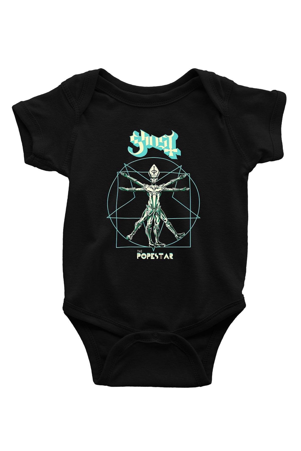 Ghost Baskılı Siyah Bebek Body - Zıbın