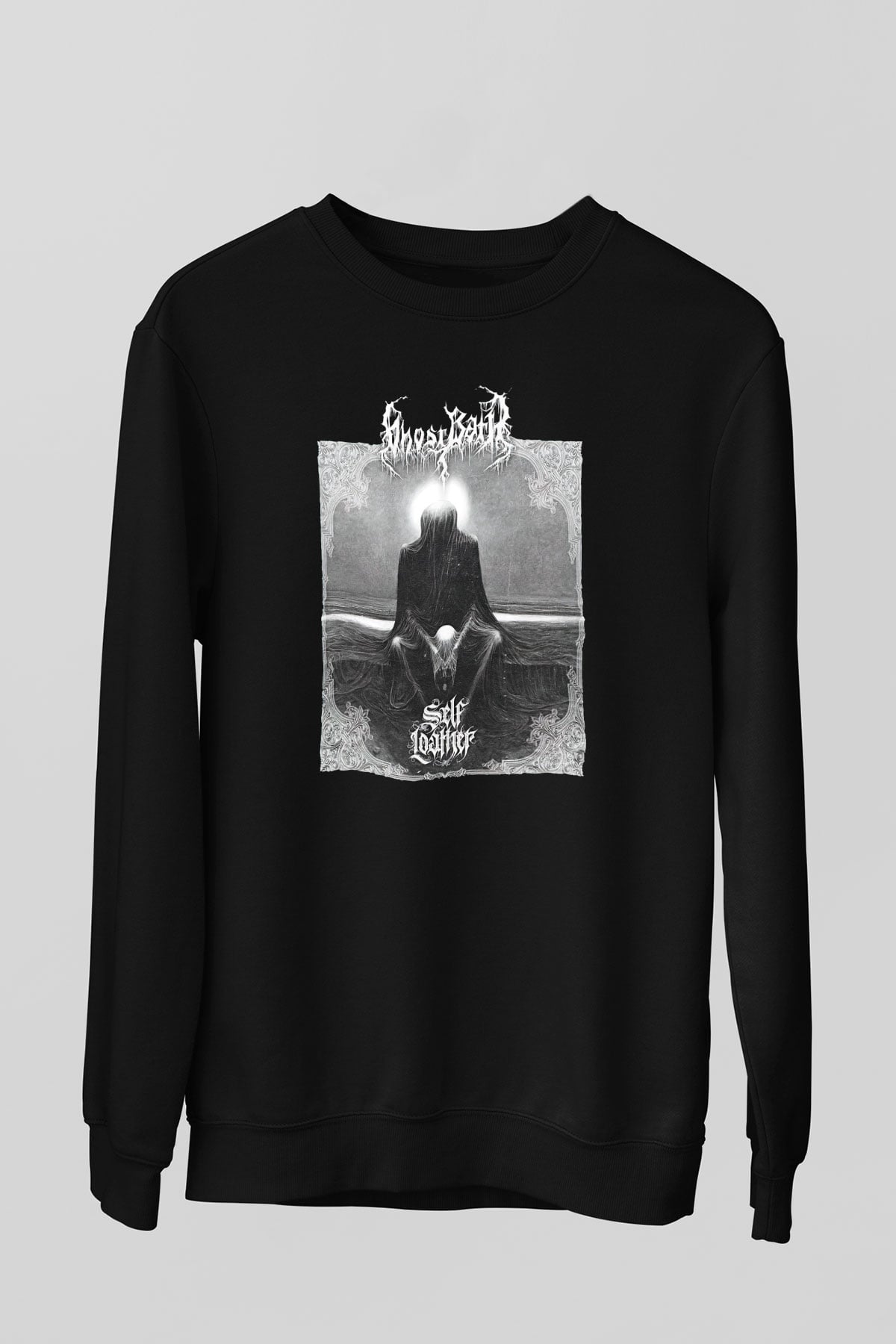 Ghost Bath Baskılı Unisex Siyah Sweatshirt