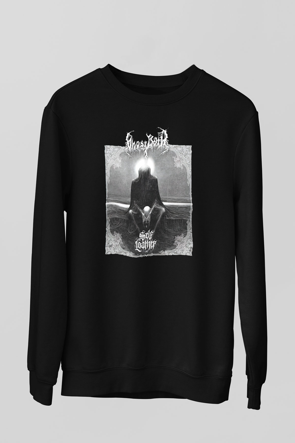 Ghost Bath Baskılı Unisex Siyah Sweatshirt