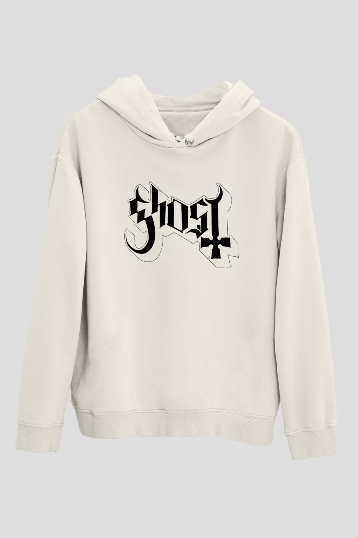 Ghost Beyaz Unisex Kapşonlu Sweatshirt