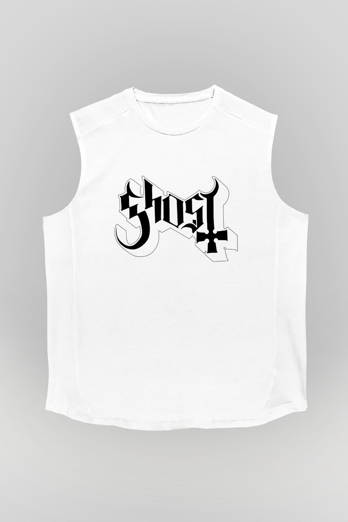 Ghost Beyaz Unisex Kolsuz Tişört