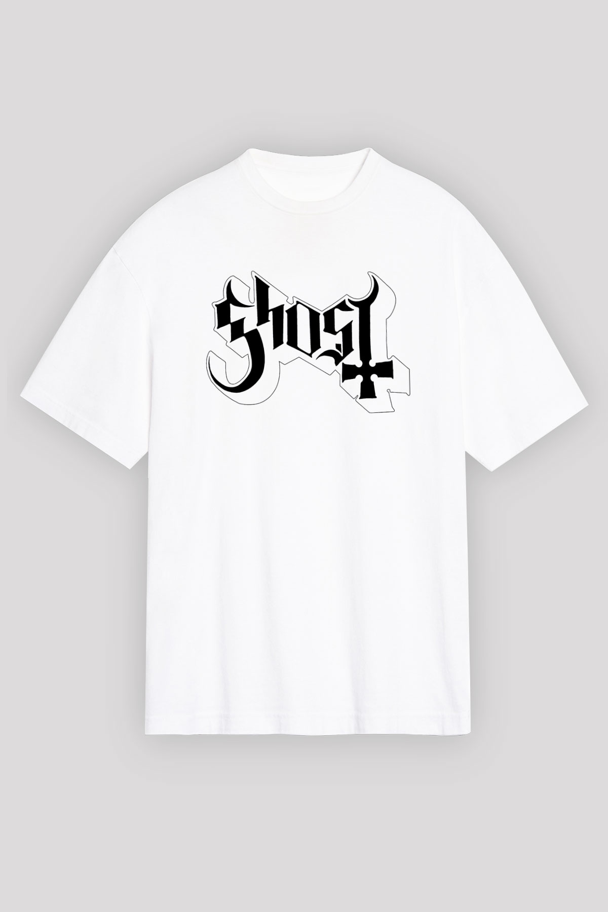 Ghost Beyaz Unisex Oversize Tişört T-Shirt