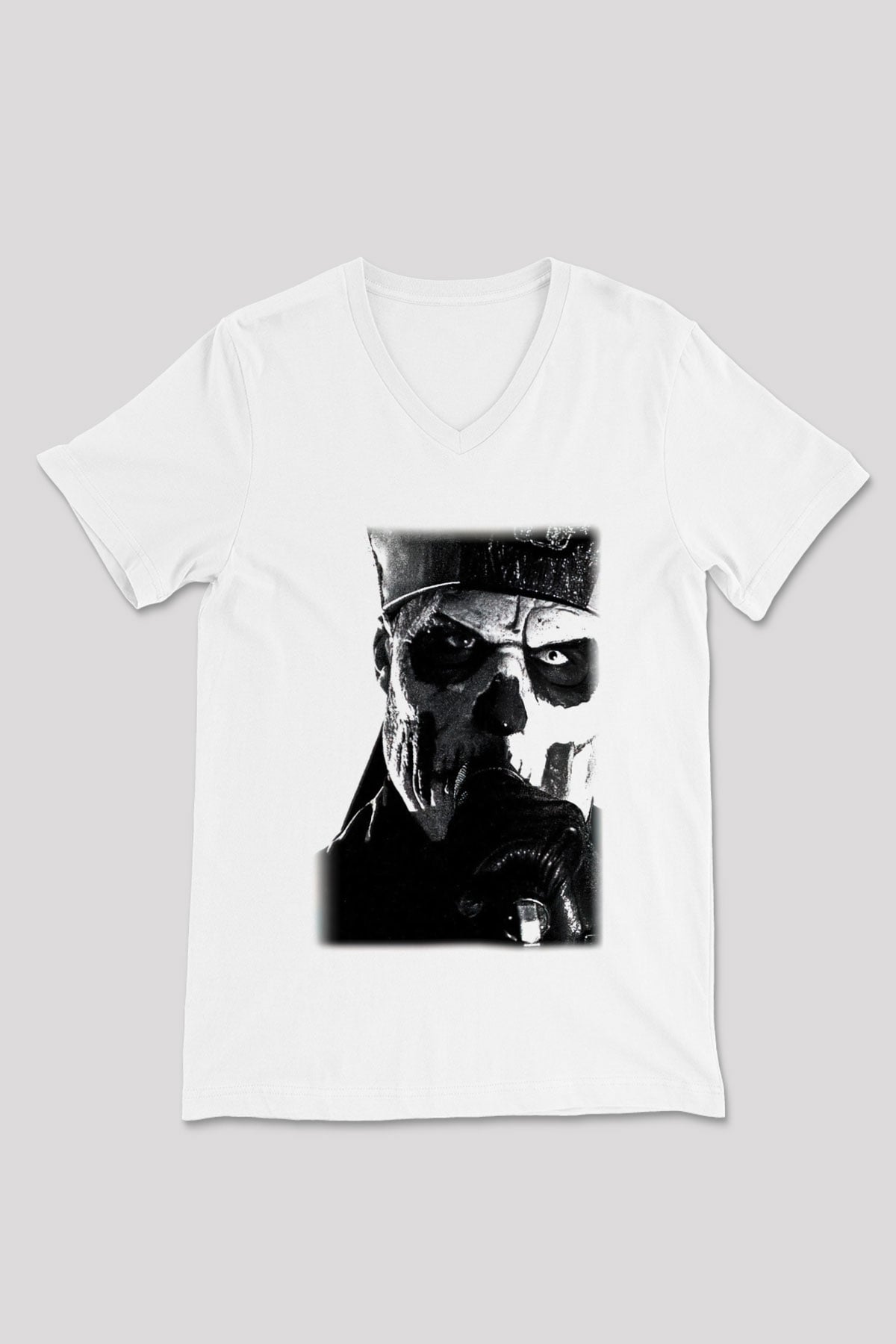 Ghost Beyaz Unisex V Yaka Tişört T-Shirt