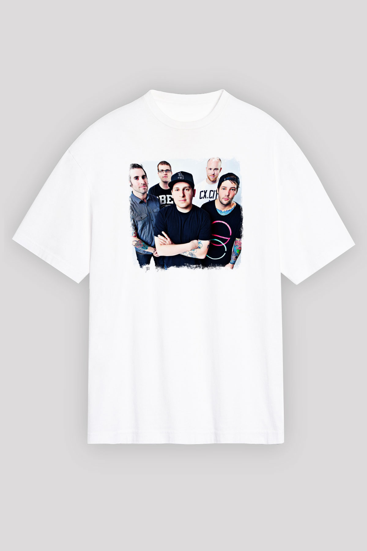 Ghost Inside Baskılı Unisex Beyaz Oversize Tişört