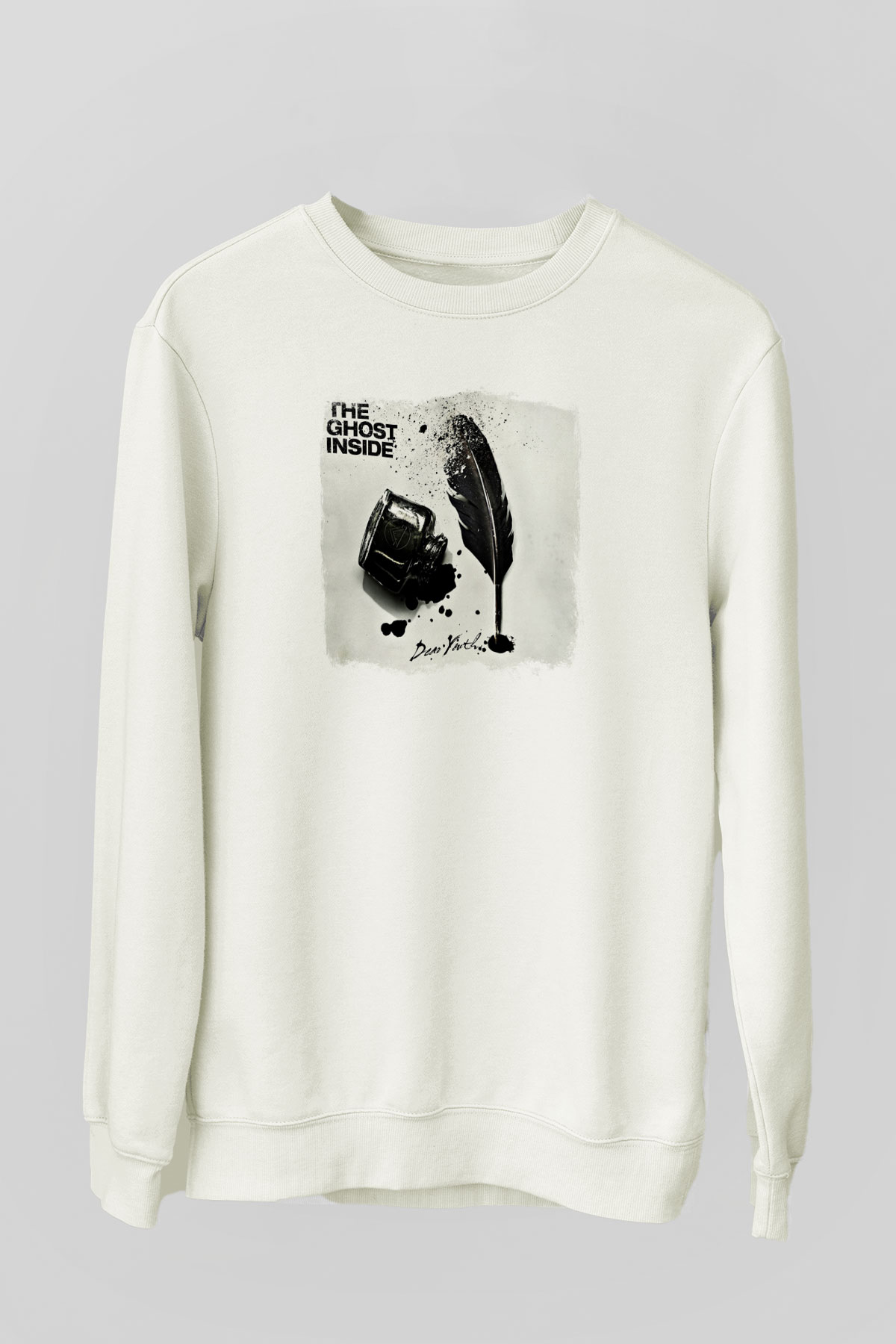 Ghost Inside Baskılı Unisex Beyaz Sweatshirt