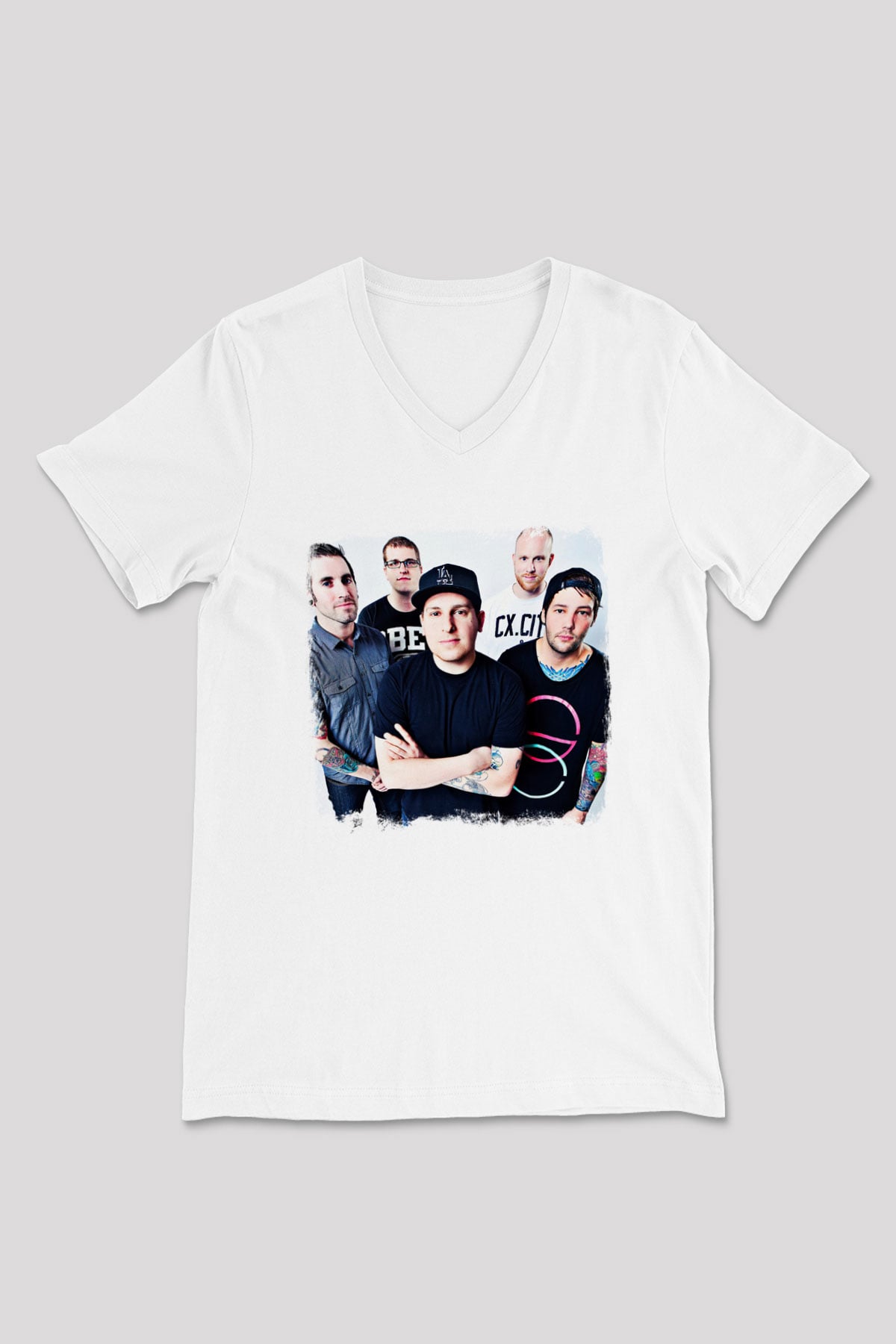 Ghost Inside Baskılı Unisex Beyaz V Yaka Tişört