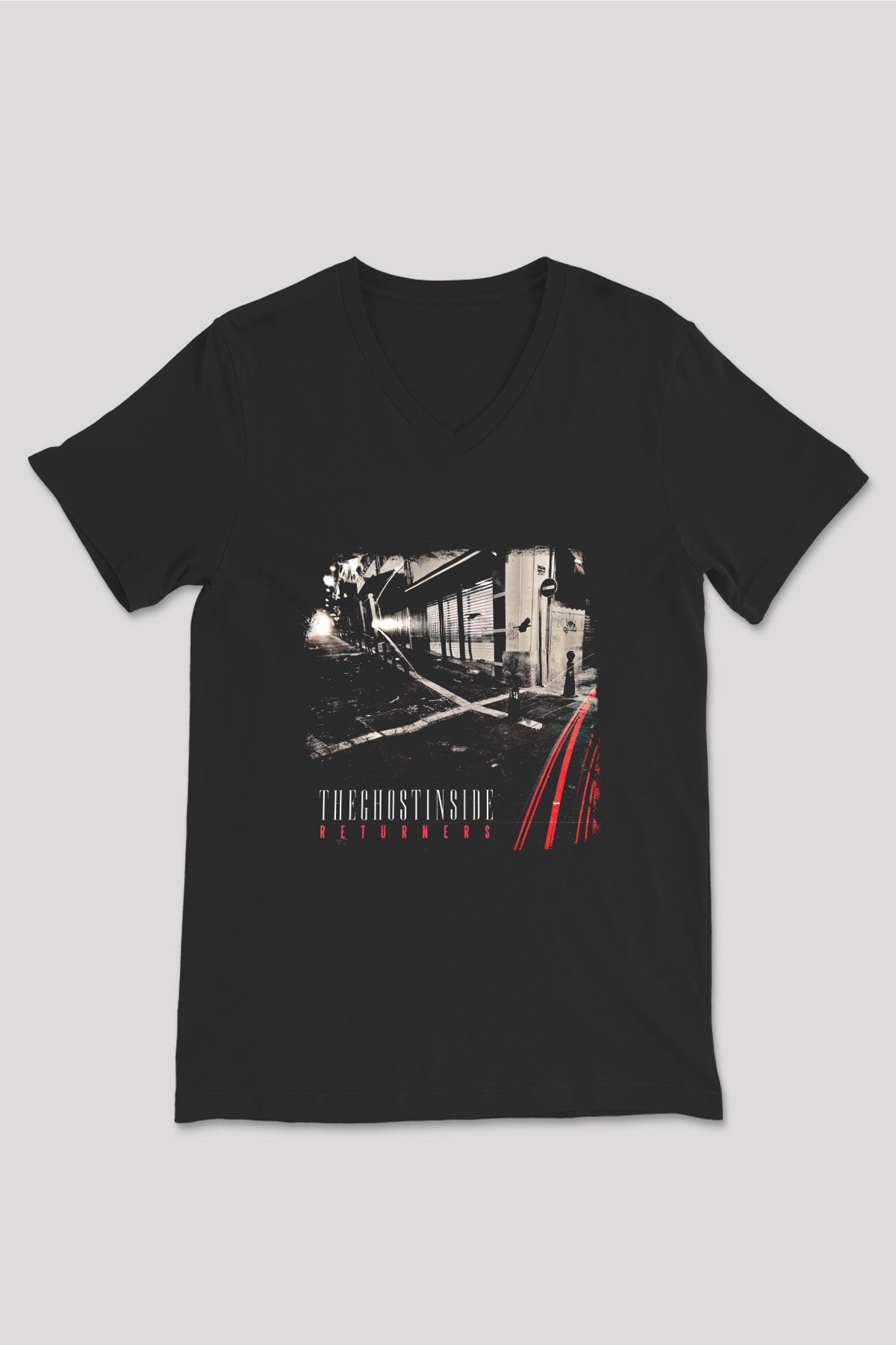 Ghost Inside Baskılı Unisex Siyah V Yaka Tişört