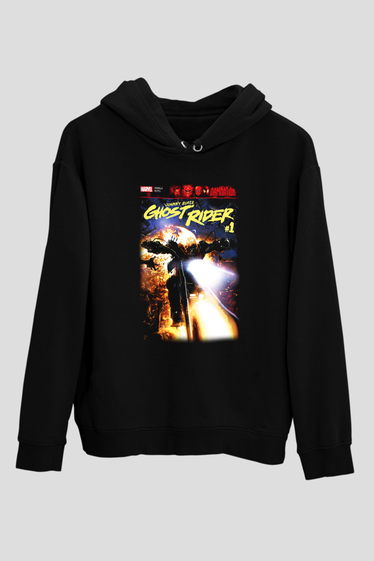 Ghost Rider Hayalet Sürücü Siyah Unisex Kapüşonlu Sweatshirt